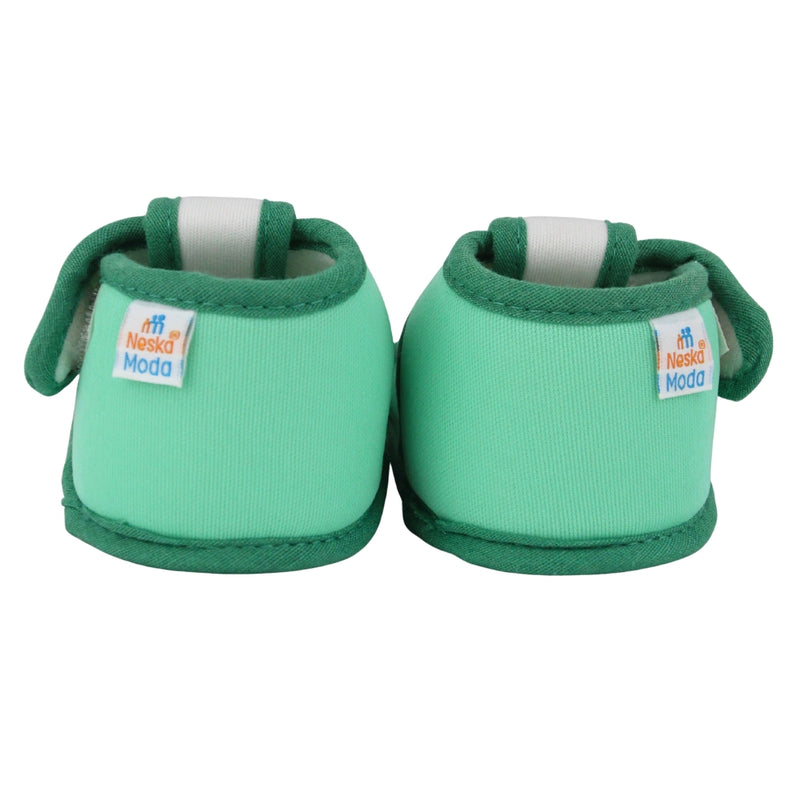 Baby Girls Cotton Floral Green Velcro Sandal-BT5504