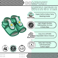 Baby Girls Cotton Floral Green Velcro Sandal-BT5504