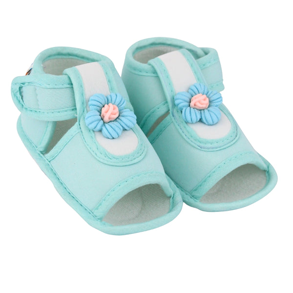 Baby Girls Cotton Floral Green Velcro Sandal-BT5505