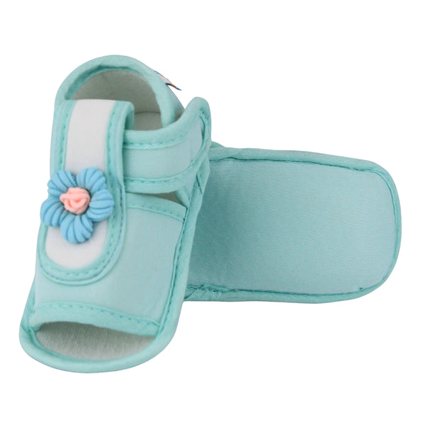 Baby Girls Cotton Floral Green Velcro Sandal-BT5505