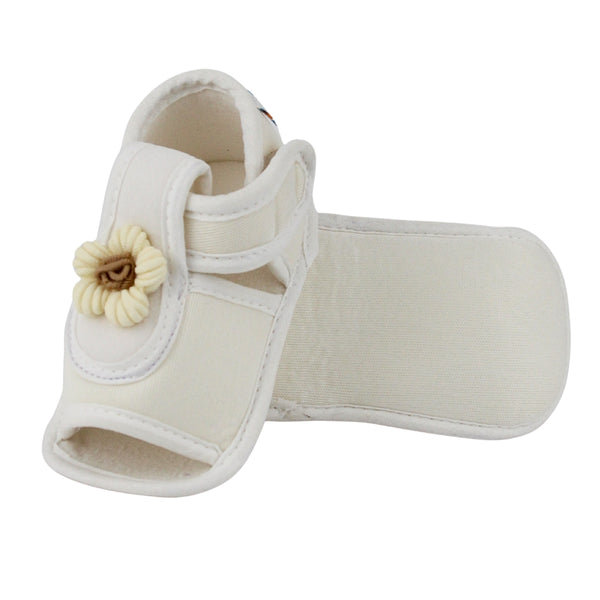 Baby Girls Cotton Floral White Velcro Sandal-BT5507