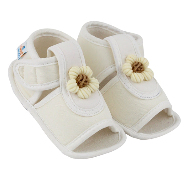 Baby Girls Cotton Floral White Velcro Sandal-BT5507