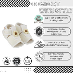 Baby Girls Cotton Floral White Velcro Sandal-BT5507