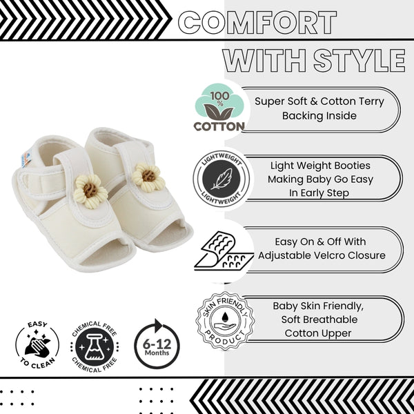 Baby Girls Cotton Floral White Velcro Sandal-BT5507
