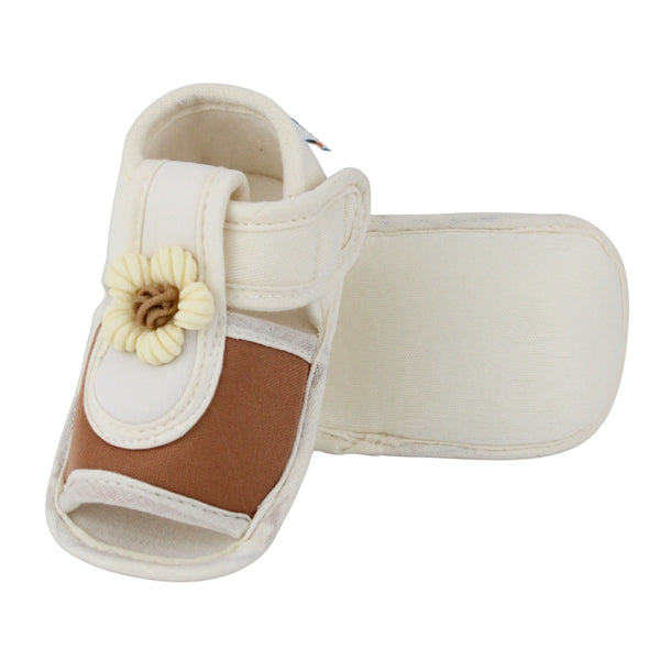 Baby Girls Cotton Floral Brown,White Velcro Sandal-BT5508