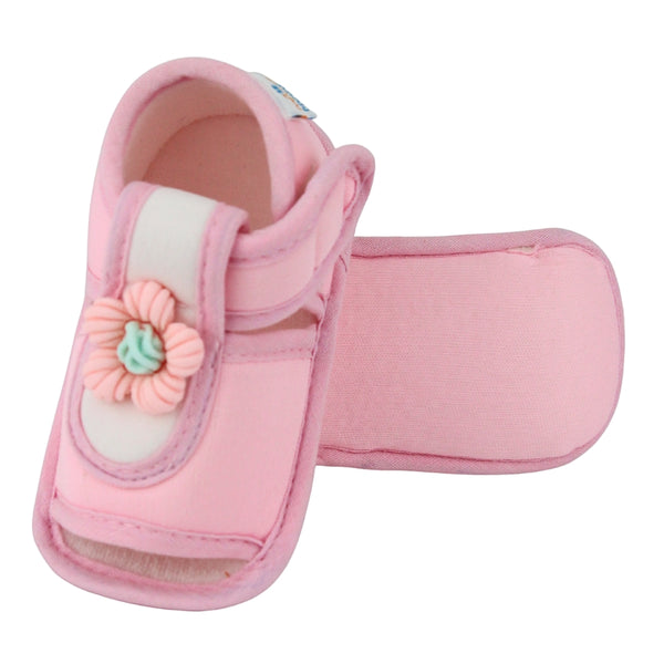 Baby Girls Cotton Floral Pink Velcro Sandal-BT5510