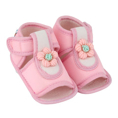 Baby Girls Cotton Floral Pink Velcro Sandal-BT5510