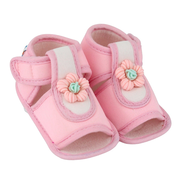 Baby Girls Cotton Floral Pink Velcro Sandal-BT5510