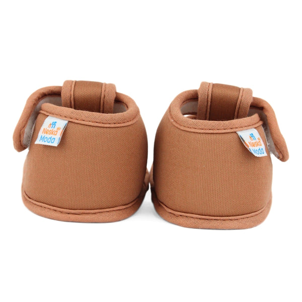 Baby Girls Skin-friendly Cotton Floral White,Brown Velcro Sandal Booties-BT5511