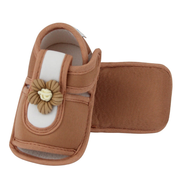Baby Girls Cotton Floral Brown Velcro Sandal-BT5512