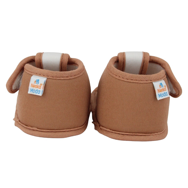 Baby Girls Cotton Floral Brown Velcro Sandal-BT5512