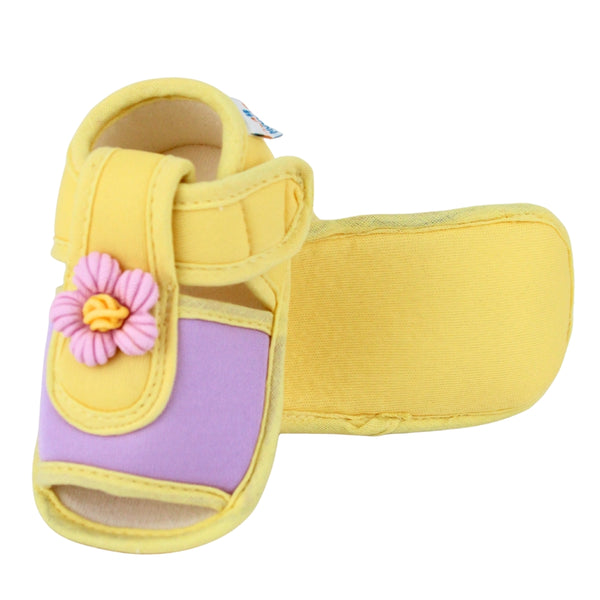 Baby Girls Cotton Floral Purple,Yellow Velcro Sandal-BT5513