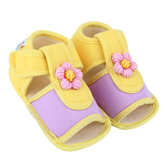 Baby Girls Cotton Floral Purple,Yellow Velcro Sandal-BT5513