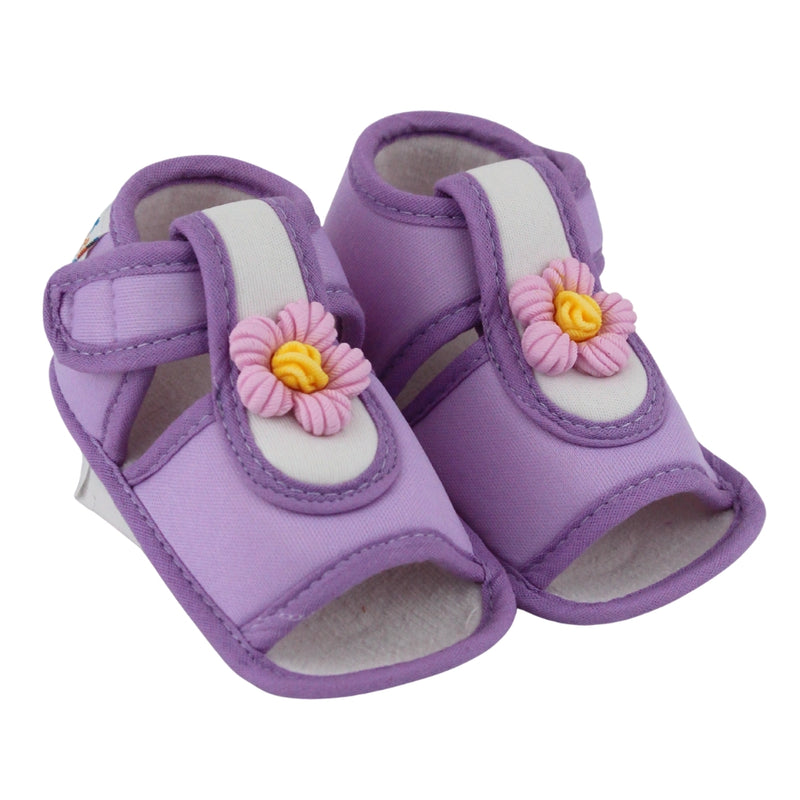 Baby Girls Cotton Floral Purple Velcro Sandal-BT5514