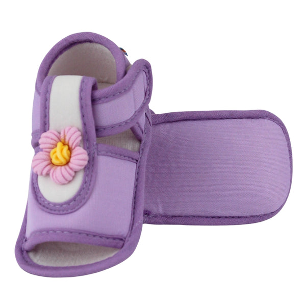 Baby Girls Cotton Floral Purple Velcro Sandal-BT5514