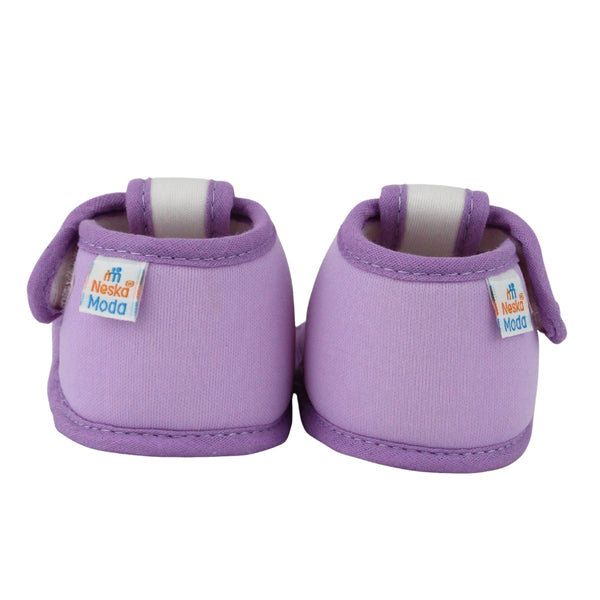 Baby Girls Cotton Floral Purple Velcro Sandal-BT5514