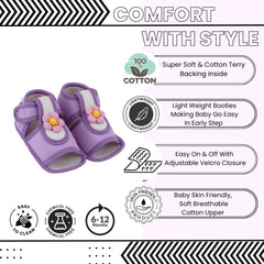 Baby Girls Cotton Floral Purple Velcro Sandal-BT5514