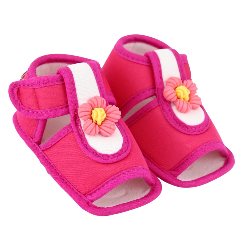Baby Girls Cotton Floral Pink Velcro Sandal-BT5515