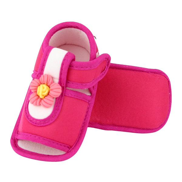 Baby Girls Cotton Floral Pink Velcro Sandal-BT5515