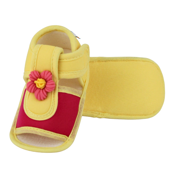 Baby Girls Cotton Floral Pink,Yellow Velcro Sandal-BT5516