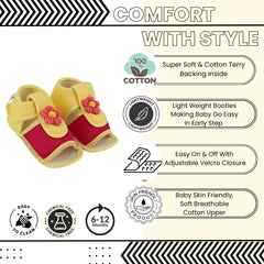 Baby Girls Cotton Floral Pink,Yellow Velcro Sandal-BT5516