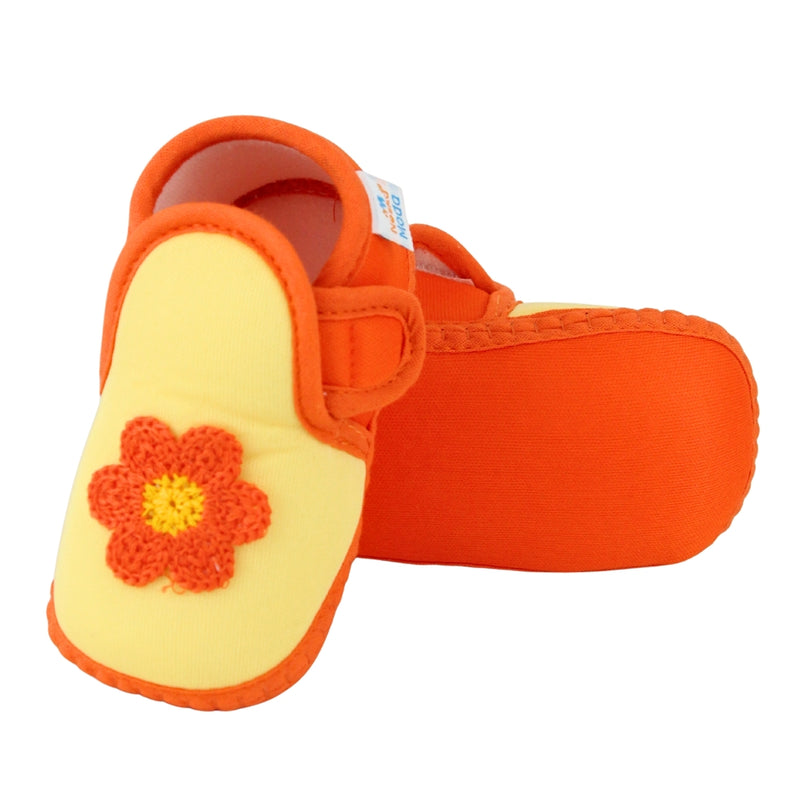 Baby Girls Cotton Floral Yellow,Orange Velcro Shoe-BT5517