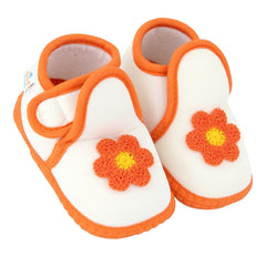 Baby Girls Cotton Floral Orange,White Velcro Shoe-BT5518