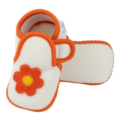 Baby Girls Cotton Floral Orange,White Velcro Shoe-BT5518