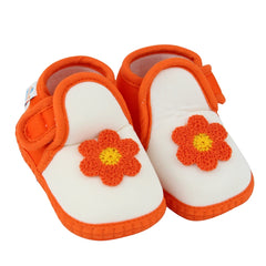 Baby Girls Cotton Floral White,Orange Velcro Shoe-BT5519