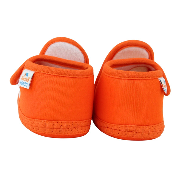 Baby Girls Cotton Floral White,Orange Velcro Shoe-BT5519