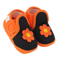 Baby Girls Cotton Floral Black,Orange Velcro Shoe-BT5520