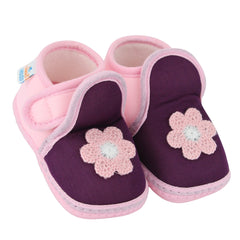 Baby Girls Cotton Floral Purple,Pink Velcro Shoe-BT5521