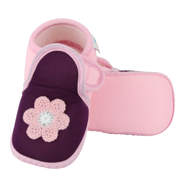 Baby Girls Cotton Floral Purple,Pink Velcro Shoe-BT5521