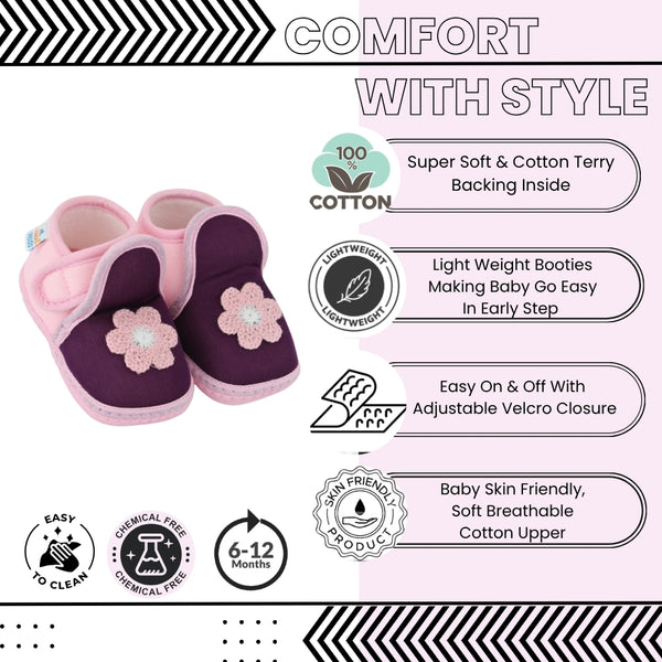 Baby Girls Cotton Floral Purple,Pink Velcro Shoe-BT5521