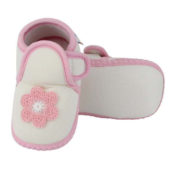 Baby Girls Cotton Floral Pink,White Velcro Shoe-BT5522