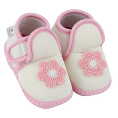 Baby Girls Cotton Floral Pink,White Velcro Shoe-BT5522