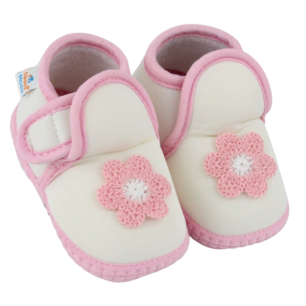 Baby Girls Cotton Floral Pink,White Velcro Shoe-BT5522