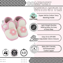 Baby Girls Cotton Floral Pink,White Velcro Shoe-BT5522