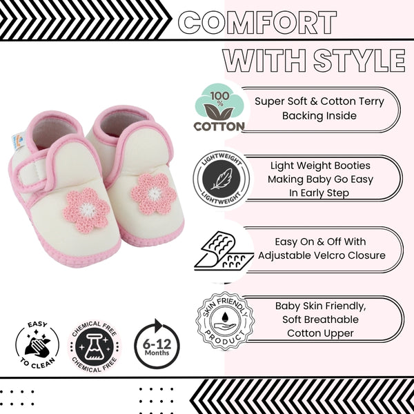 Baby Girls Cotton Floral Pink,White Velcro Shoe-BT5522
