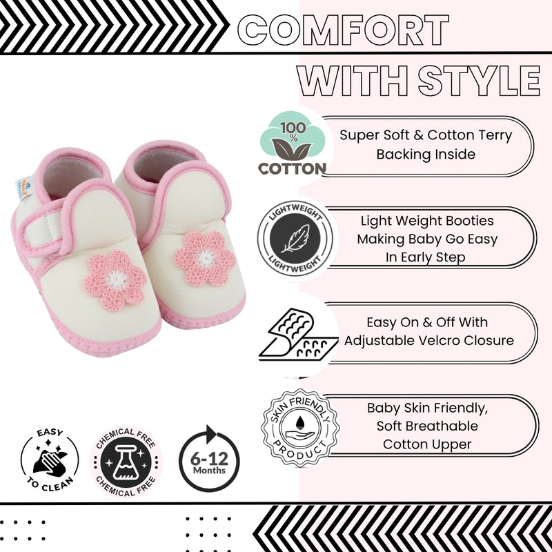 Baby Girls Cotton Floral Pink,White Velcro Shoe-BT5522