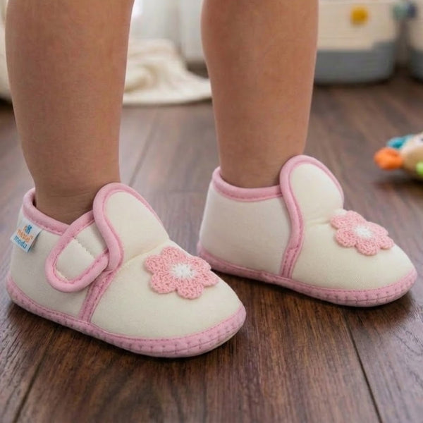 Baby Girls Cotton Floral Pink,White Velcro Shoe-BT5522