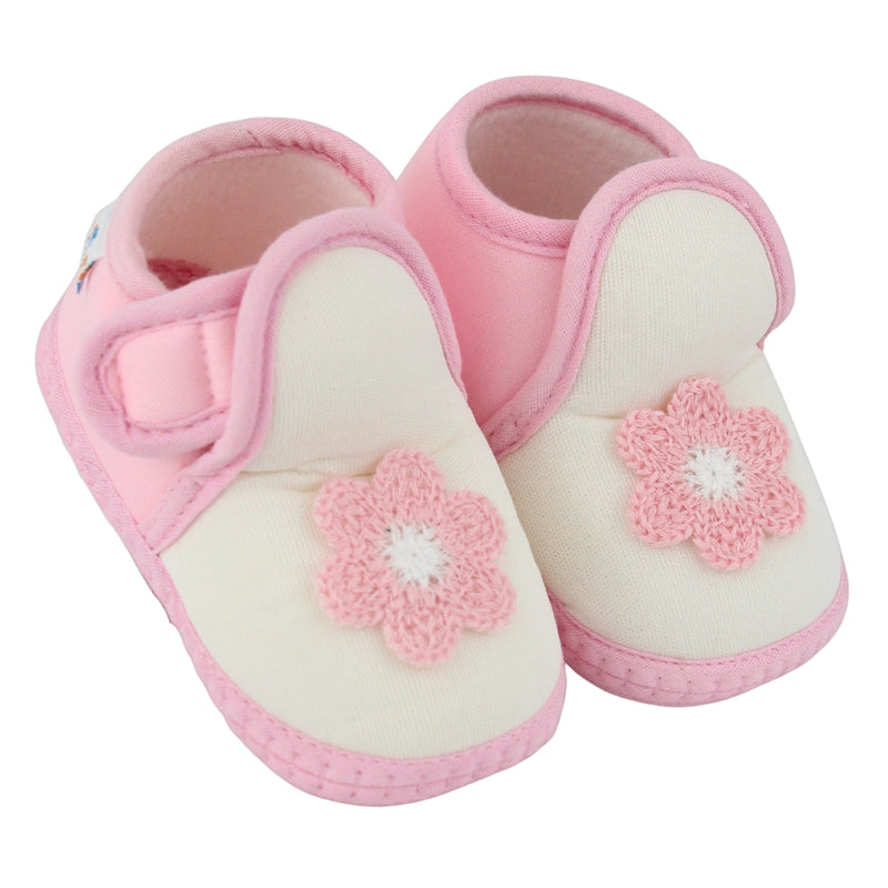 Baby Girls Cotton Floral White,Pink Velcro Shoe-BT5523