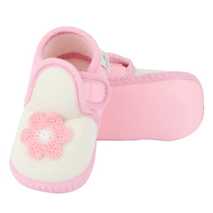 Baby Girls Cotton Floral White,Pink Velcro Shoe-BT5523