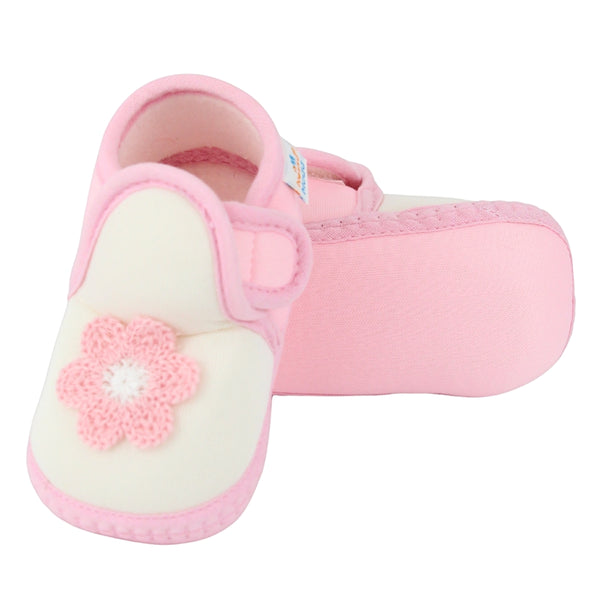 Baby Girls Cotton Floral White,Pink Velcro Shoe-BT5523
