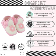 Baby Girls Cotton Floral White,Pink Velcro Shoe-BT5523