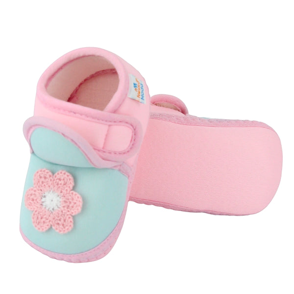 Baby Girls Cotton Floral Green,Pink Velcro Shoe-BT5524