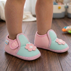 Baby Girls Cotton Floral Green,Pink Velcro Shoe-BT5524