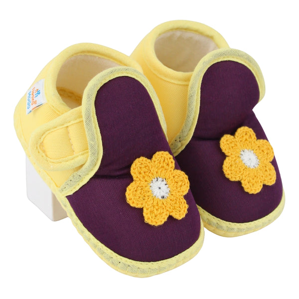 Baby Girls Cotton Floral Purple,Yellow Velcro Shoe-BT5526