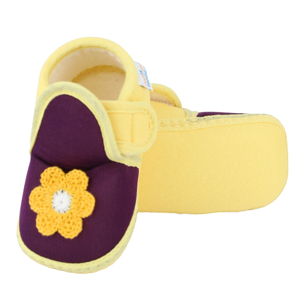 Baby Girls Cotton Floral Purple,Yellow Velcro Shoe-BT5526