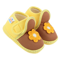 Baby Girls Cotton Floral Brown,Yellow Velcro Shoe-BT5527